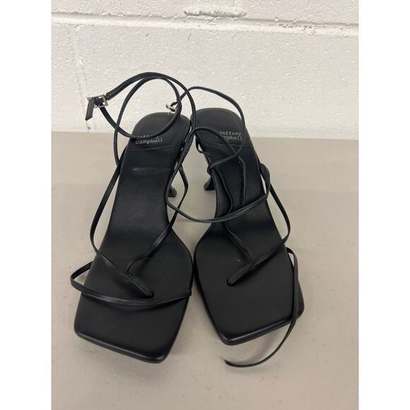 Jeffrey Campbell sz 7.5 Fluxx Kitten Heels black strappy open toe heel - Picture 3 of 7